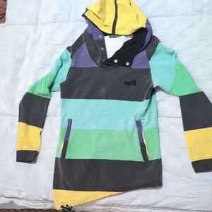 Neff Colorful Striped Hoodie with Yellow and Green